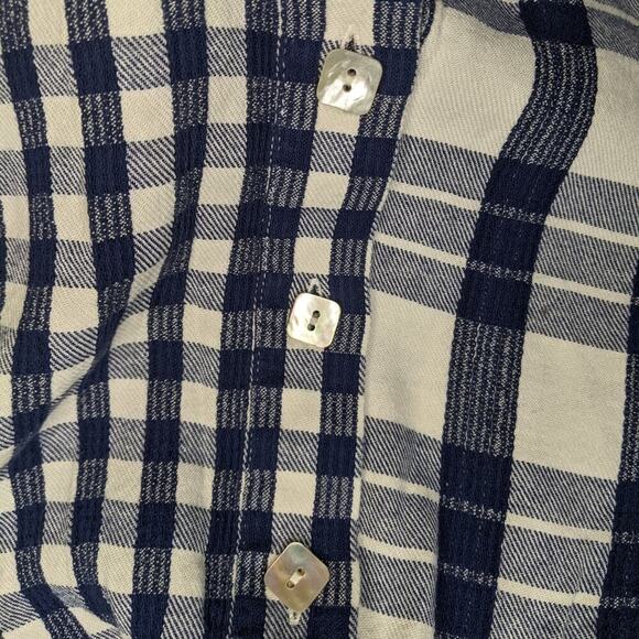 Soft Surroundings Blue Plaid Textured Huntleigh Lagenlook Buttons Tunic Top XS - Picture 8 of 9